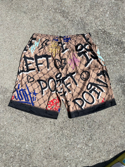 Brown Graffiti Satin Short